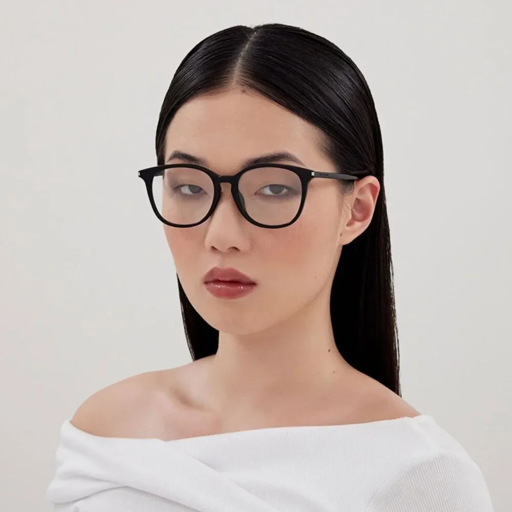 BRAND NEW Saint Laurent SL724/F 001 Black Demo Square Women Eyeglasses